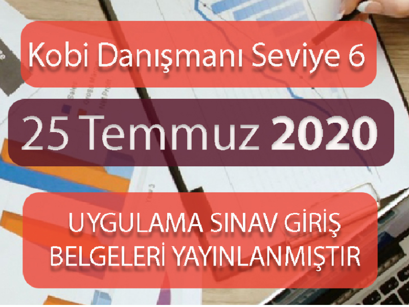 25 temmuz 2020 kobi danismani seviye 6 uygulama sinav giris belgeleri yayinlanmistir