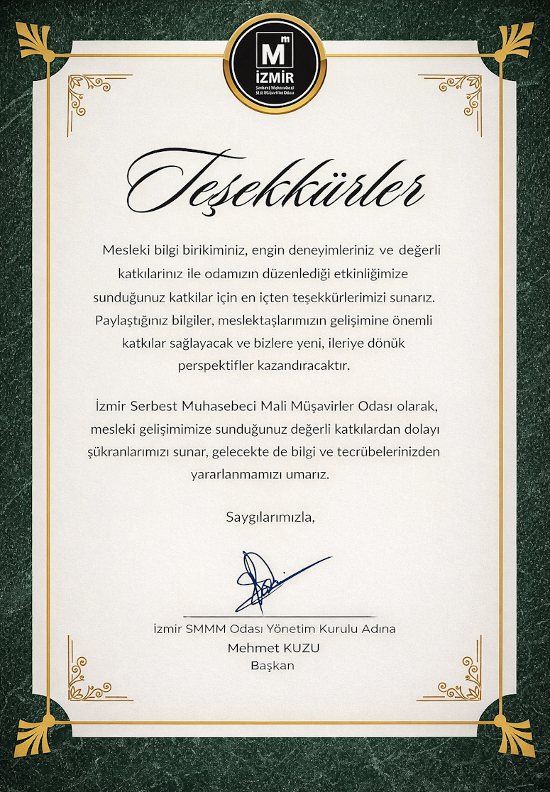 Teşekkür Belgesi